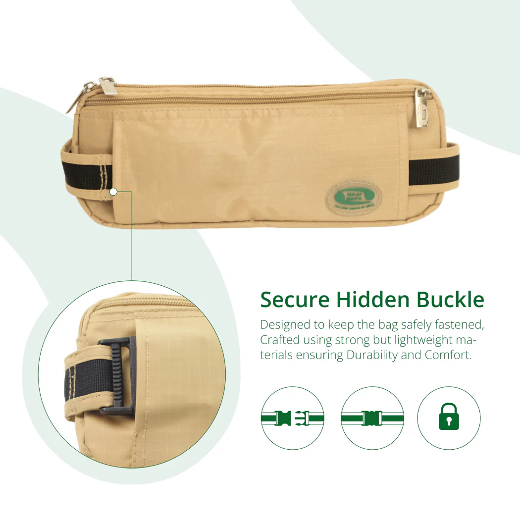 Anti-Theft Waist Bag And Ihram & hajj Belt for Men | Beige - Image 10