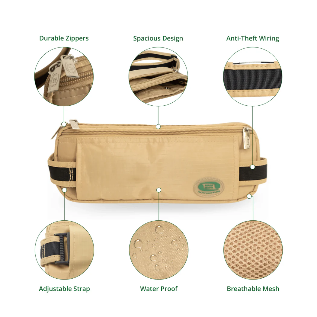 Anti-Theft Waist Bag And Ihram & hajj Belt for Men | Beige - Image 8