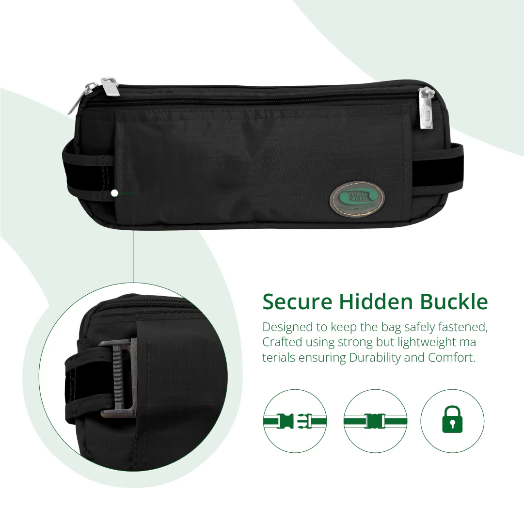 Anti-Theft Waist Bag And Ihram & hajj Belt for Men | Black | Hajj Safe - Image 11